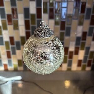 Vintage Kugel style crackle mirrored ball ornament